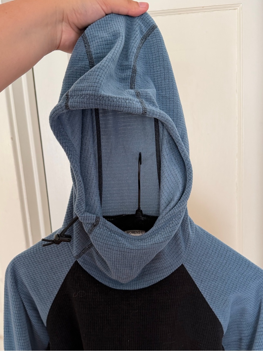 Melanzana Classic Microgrid Fleece blue/black hoodie - Picture 4 of 4